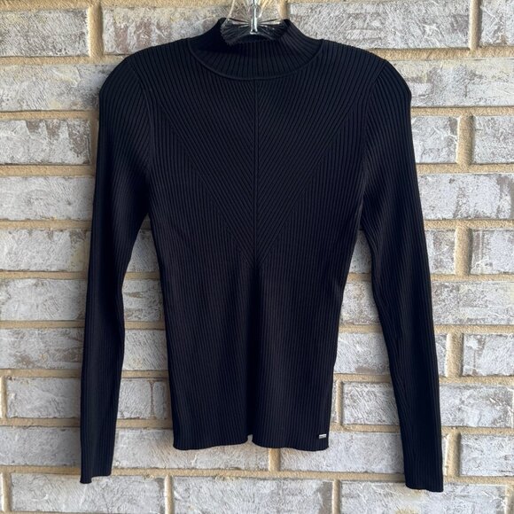 Ted Baker Long Sleeve Turtleneck Ribbed Knit Black Sweater Women's Size 2 - Picture 1 of 9
